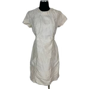 Vintage 1960s Raw Silk Wiggle Dress - Cream Mod Sheath - Dye Project - Small